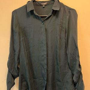 Express Teal Button-Up Blouse